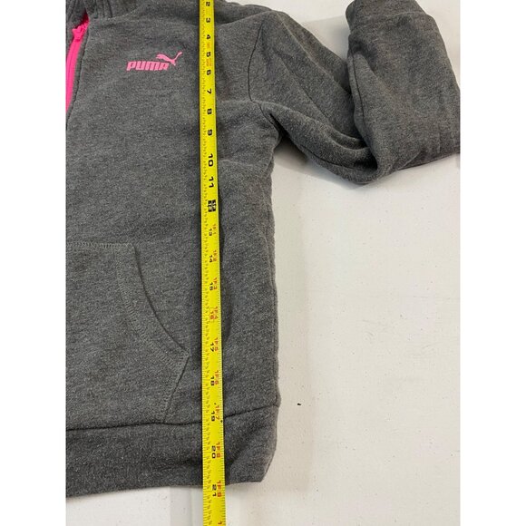 Puma Girls Gray Hoodie With Pink Logo & Sherpa Lining M (10-12) - Picture 8 of 14